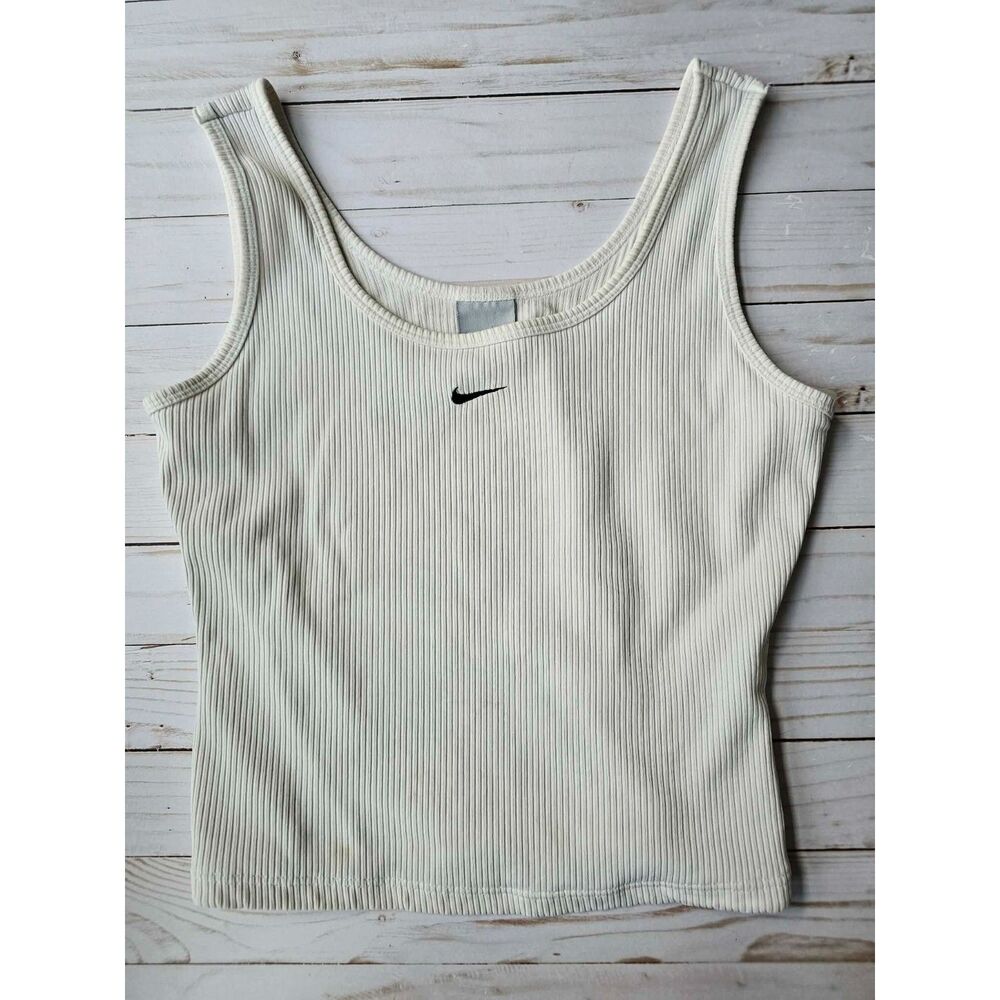 Y2K Nike Cream Ribbed Crop Tank Top S
